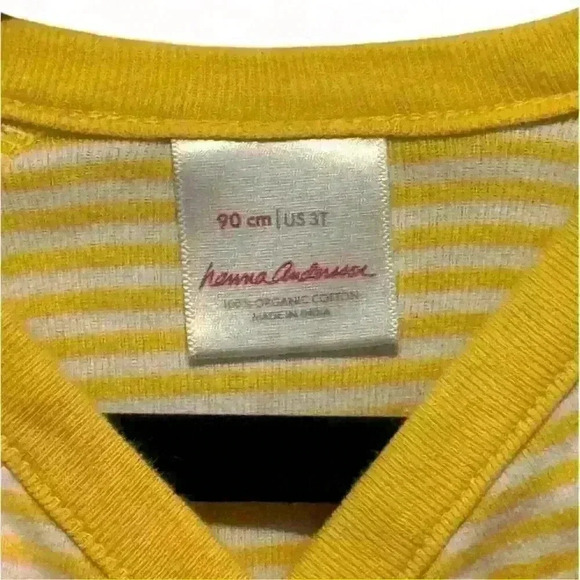Hanna Andersson Unisex Kids Yellow Striped Long Sleeve Bodysuit 3T - Picture 3 of 6